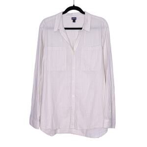 PATAGONIA Lightweight A/C Buttondown Shirt Cream Cotton Long Sleeve Women's XL